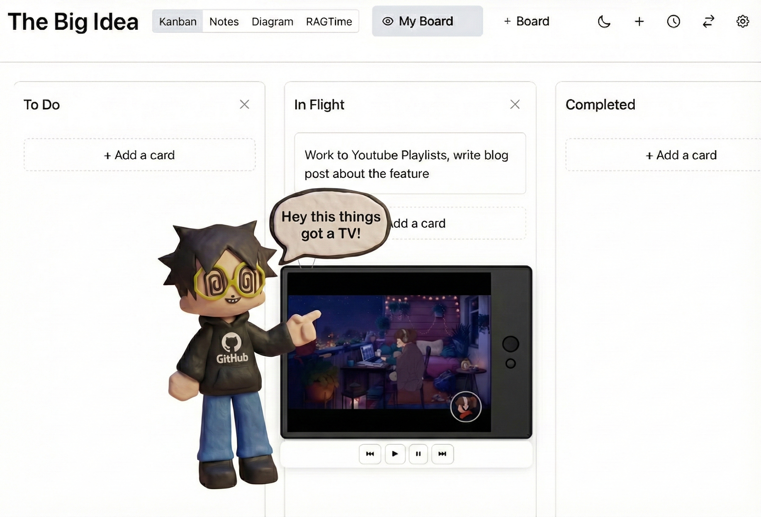 MiniTV floating player styled like a retro CRT television