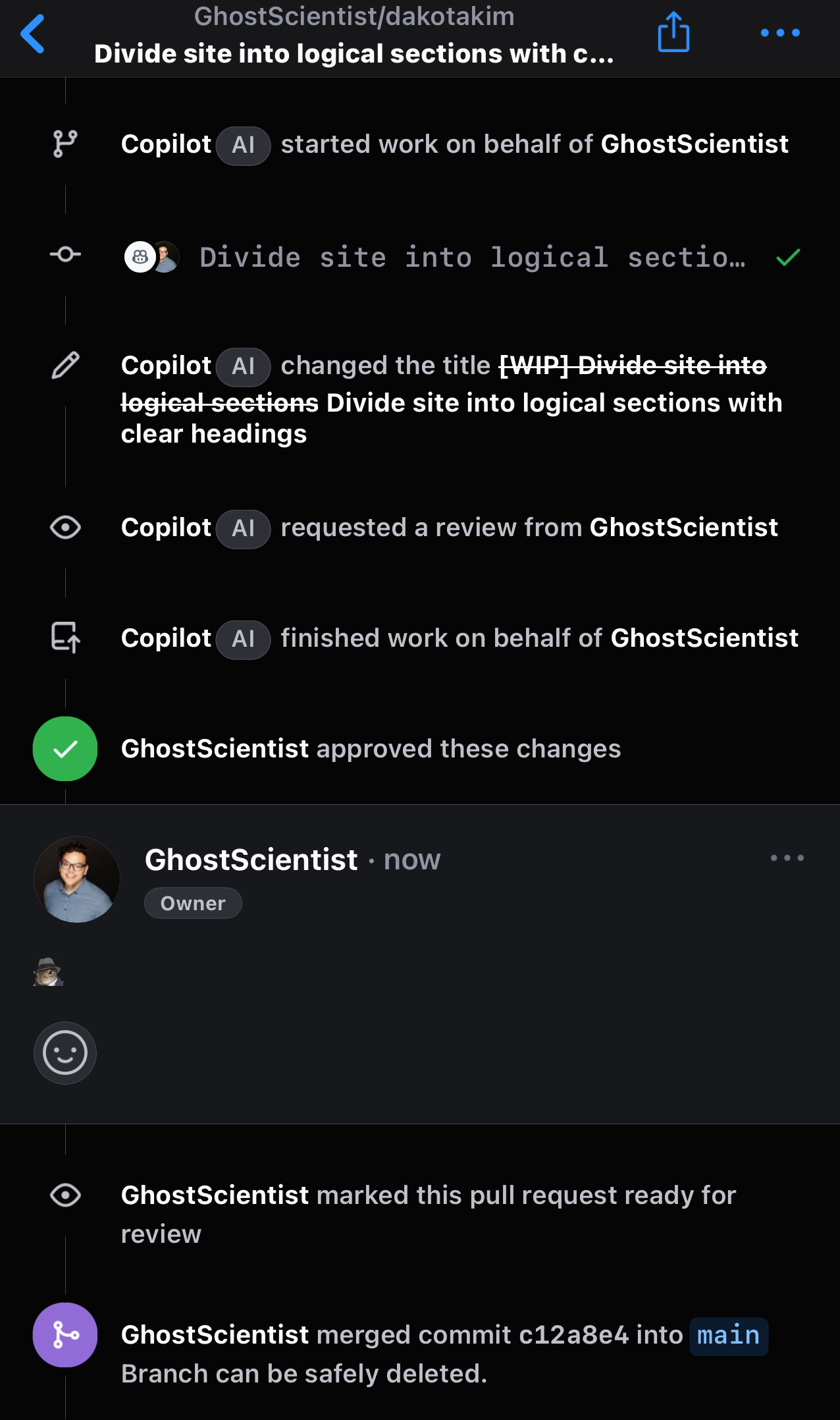 Final approval and merge