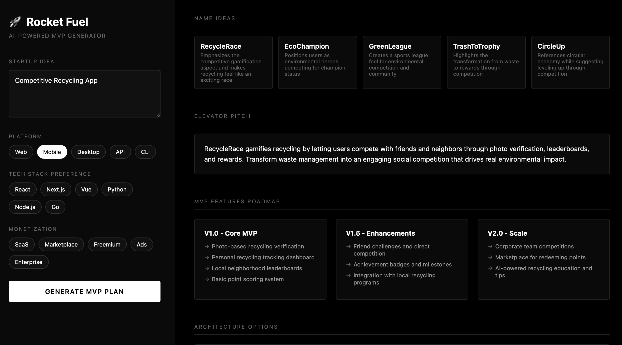 Rocket Fuel MVP Generator